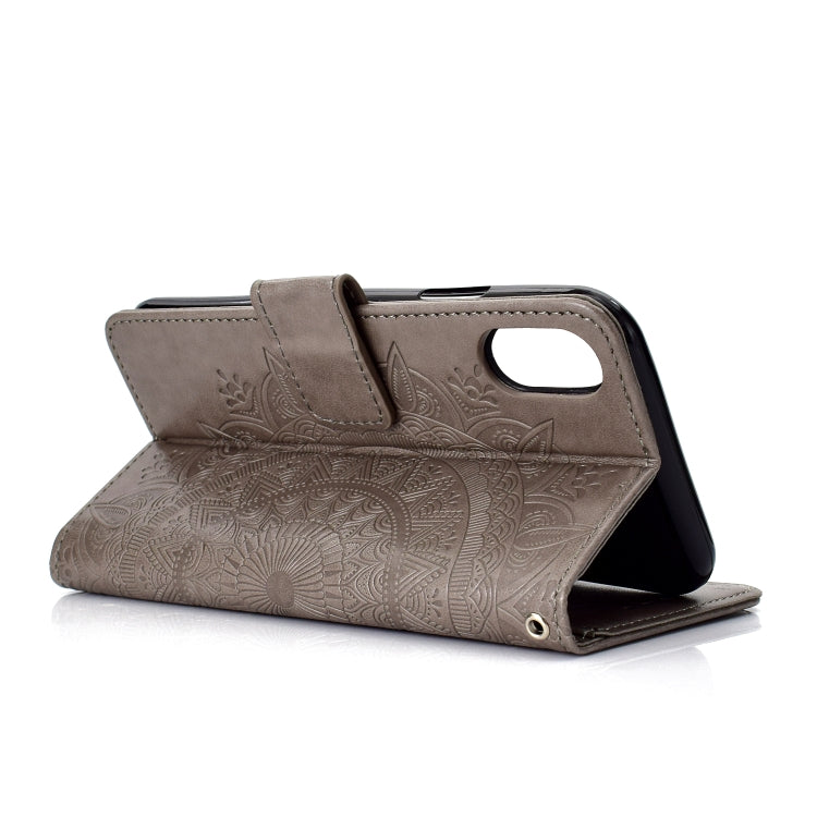 For iPhone XR Totem Flower Embossed Horizontal Flip TPU + PU Leather Case with Holder & Card Slots & Wallet
