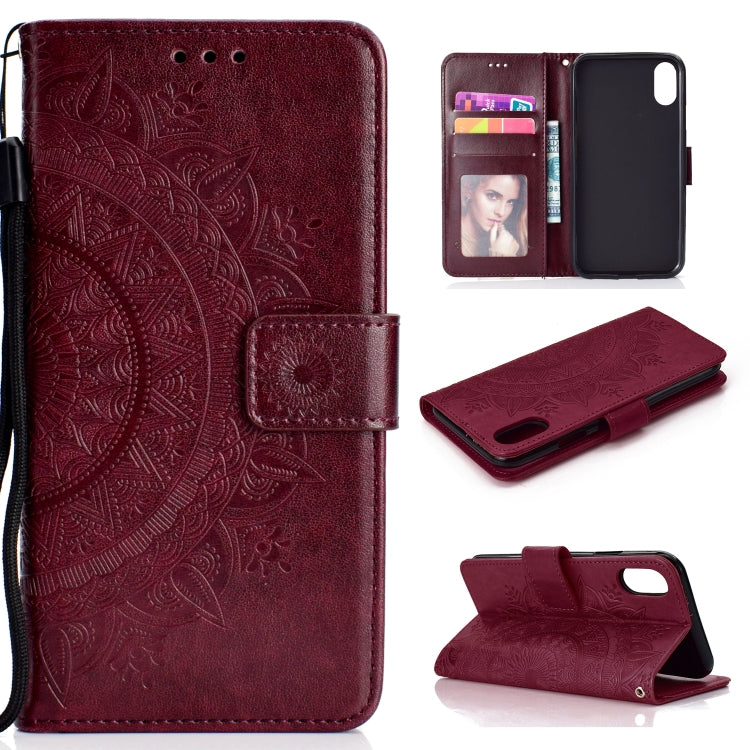 For iPhone XR Totem Flower Embossed Horizontal Flip TPU + PU Leather Case with Holder & Card Slots & Wallet