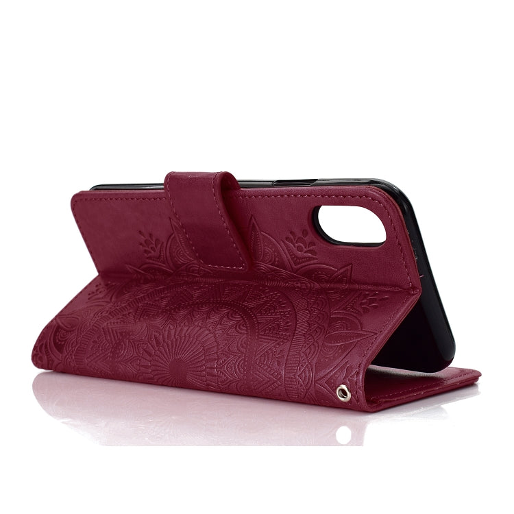 For iPhone XR Totem Flower Embossed Horizontal Flip TPU + PU Leather Case with Holder & Card Slots & Wallet