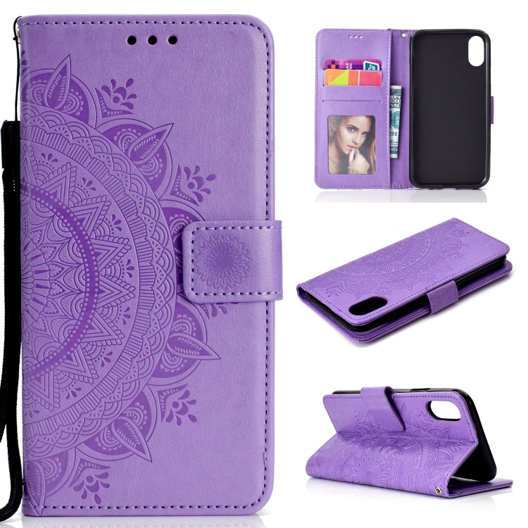 For iPhone XR Totem Flower Embossed Horizontal Flip TPU + PU Leather Case with Holder & Card Slots & Wallet