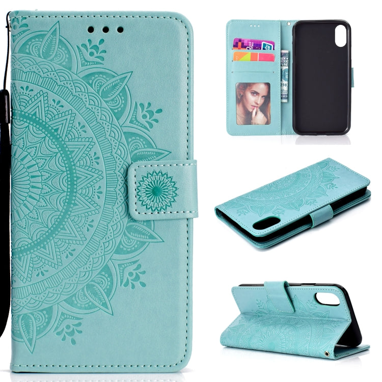 For iPhone XS Max Totem Flower Embossed Horizontal Flip TPU + PU Leather Case with Holder & Card Slots & Wallet