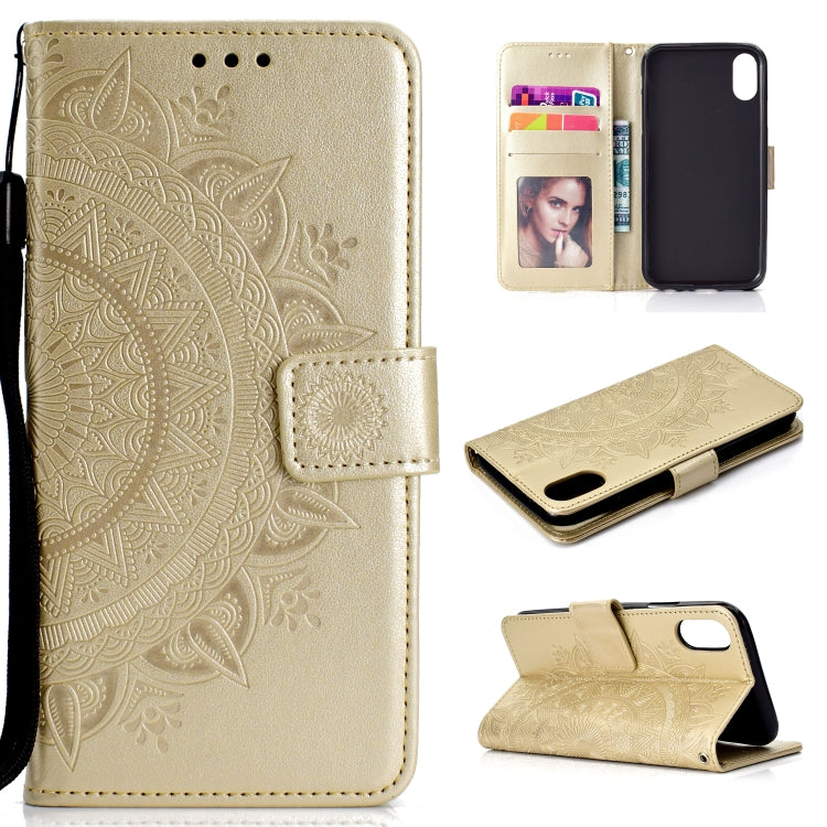 For iPhone XS Max Totem Flower Embossed Horizontal Flip TPU + PU Leather Case with Holder & Card Slots & Wallet
