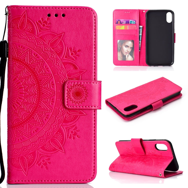 For iPhone XS Max Totem Flower Embossed Horizontal Flip TPU + PU Leather Case with Holder & Card Slots & Wallet