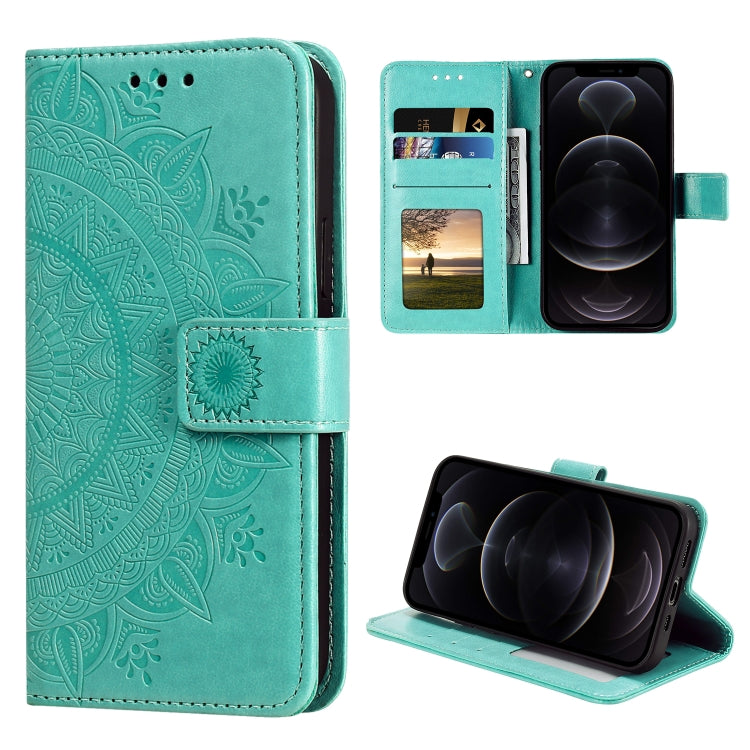 For iPhone 12 / 12 Pro Totem Flower Embossed Horizontal Flip TPU + PU Leather Case with Holder & Card Slots & Wallet