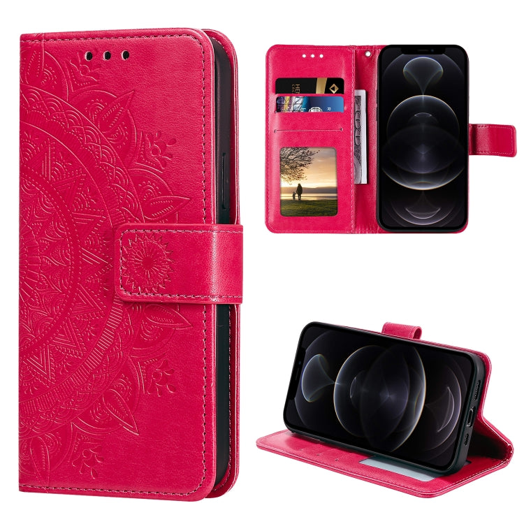 For iPhone 12 / 12 Pro Totem Flower Embossed Horizontal Flip TPU + PU Leather Case with Holder & Card Slots & Wallet
