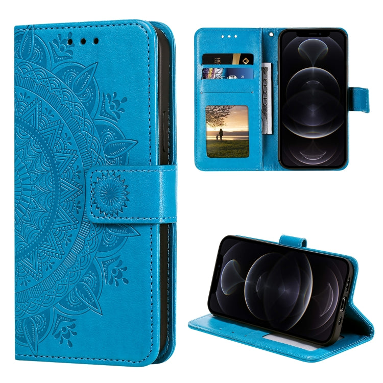 For iPhone 12 / 12 Pro Totem Flower Embossed Horizontal Flip TPU + PU Leather Case with Holder & Card Slots & Wallet