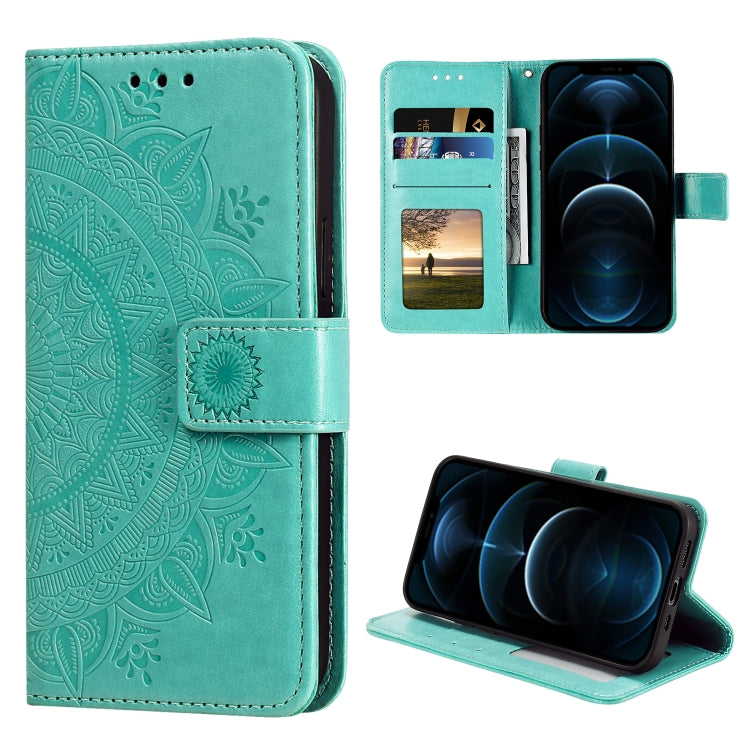 For iPhone 12 Pro Max Totem Flower Embossed Horizontal Flip TPU + PU Leather Case with Holder & Card Slots & Wallet