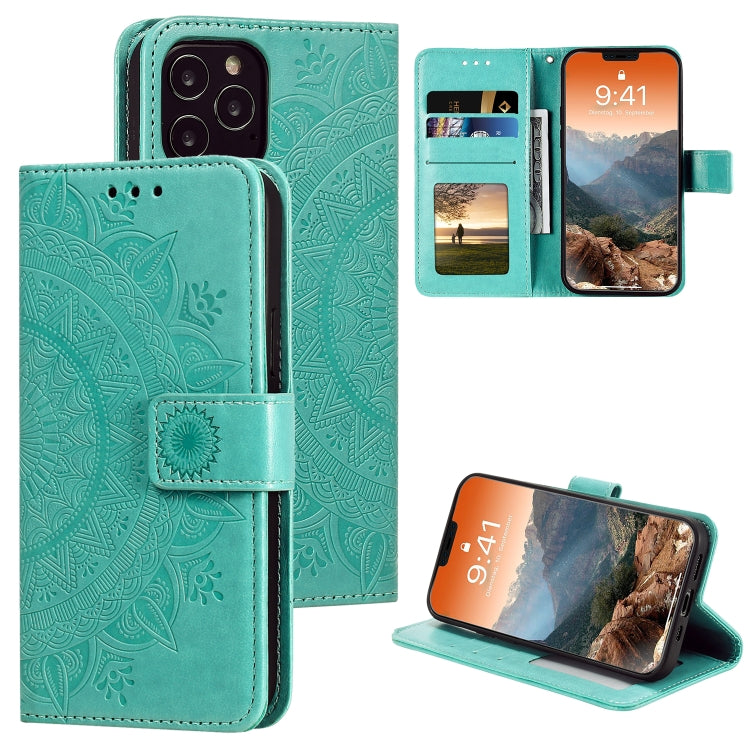 For iPhone 12 Pro Max Totem Flower Embossed Horizontal Flip TPU + PU Leather Case with Holder & Card Slots & Wallet