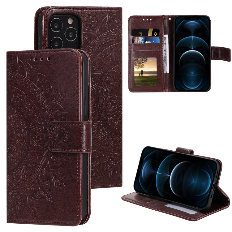 For iPhone 12 Pro Max Totem Flower Embossed Horizontal Flip TPU + PU Leather Case with Holder & Card Slots & Wallet