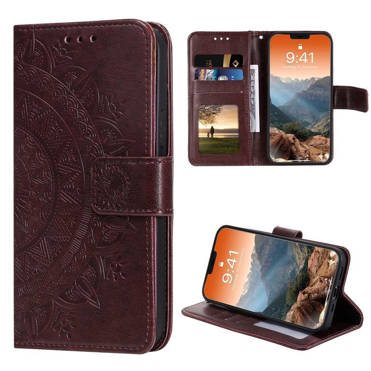 For iPhone 12 Pro Max Totem Flower Embossed Horizontal Flip TPU + PU Leather Case with Holder & Card Slots & Wallet