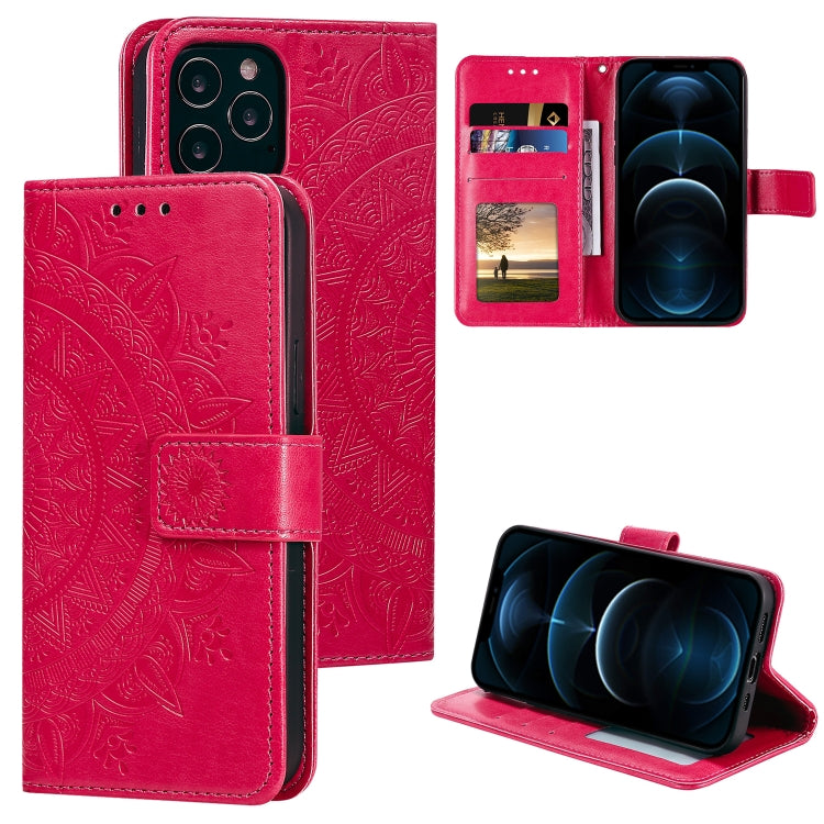 For iPhone 12 Pro Max Totem Flower Embossed Horizontal Flip TPU + PU Leather Case with Holder & Card Slots & Wallet