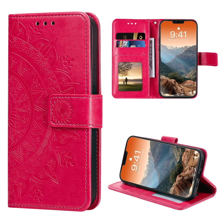 For iPhone 12 Pro Max Totem Flower Embossed Horizontal Flip TPU + PU Leather Case with Holder & Card Slots & Wallet