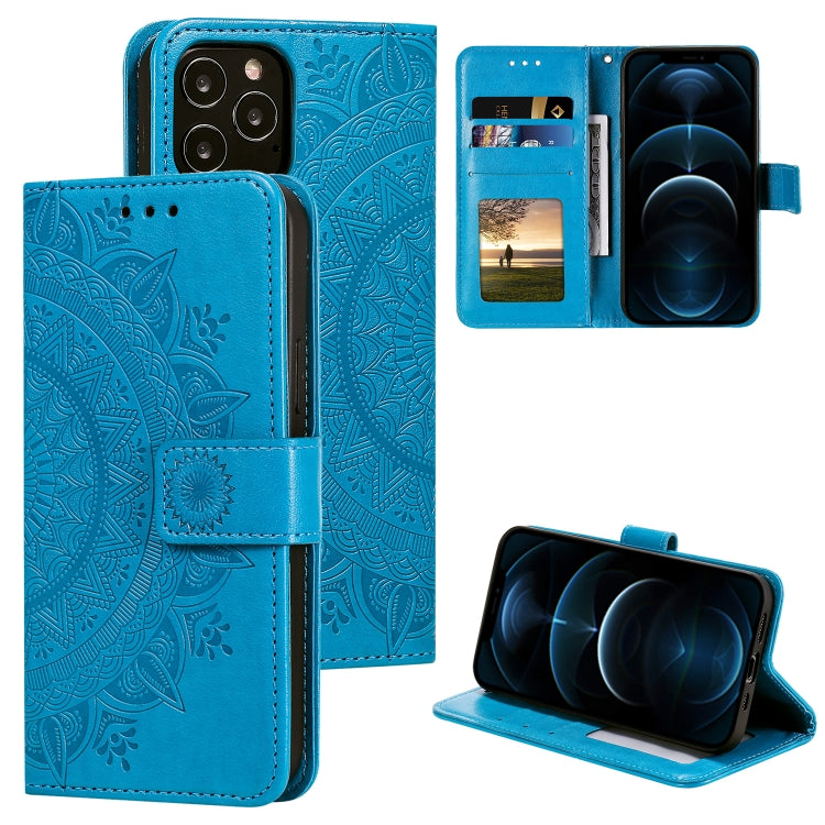 For iPhone 12 Pro Max Totem Flower Embossed Horizontal Flip TPU + PU Leather Case with Holder & Card Slots & Wallet