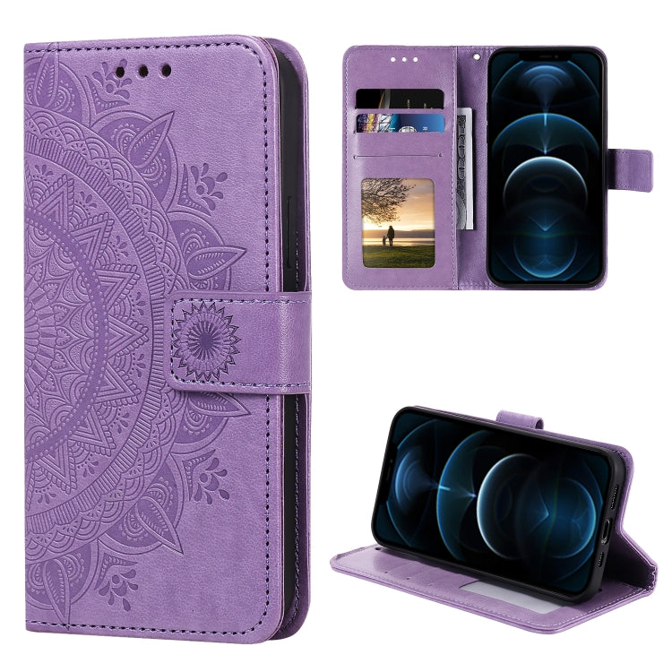 For iPhone 12 Pro Max Totem Flower Embossed Horizontal Flip TPU + PU Leather Case with Holder & Card Slots & Wallet