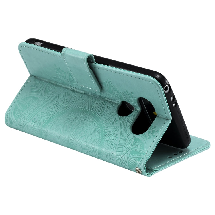 For LG K50 / Q60 Totem Flower Embossed Horizontal Flip TPU + PU Leather Case with Holder & Card Slots & Wallet