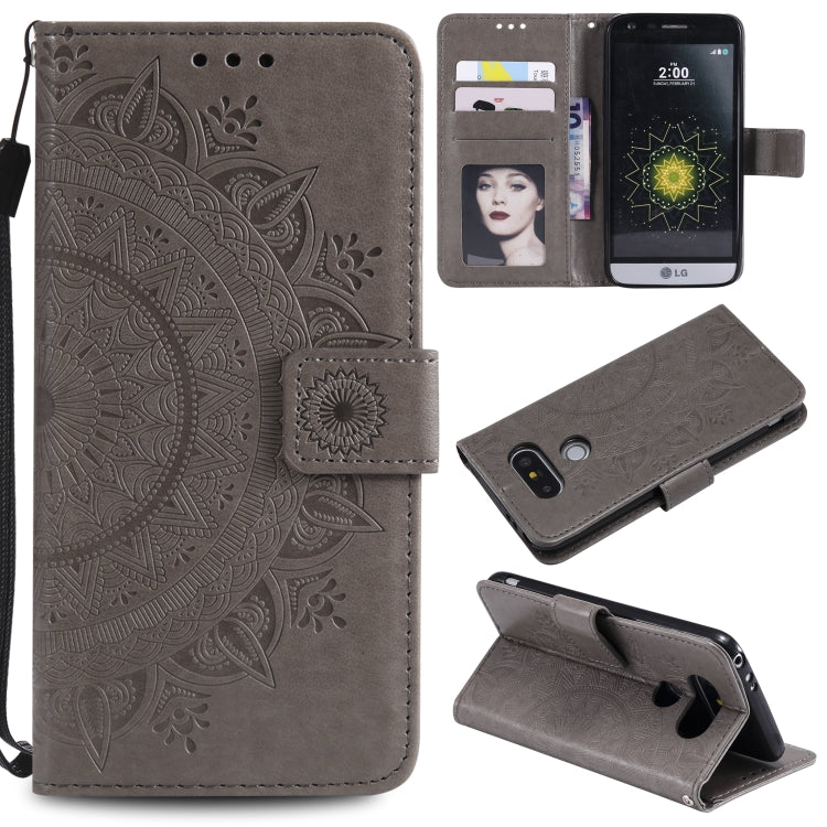 For LG K50 / Q60 Totem Flower Embossed Horizontal Flip TPU + PU Leather Case with Holder & Card Slots & Wallet
