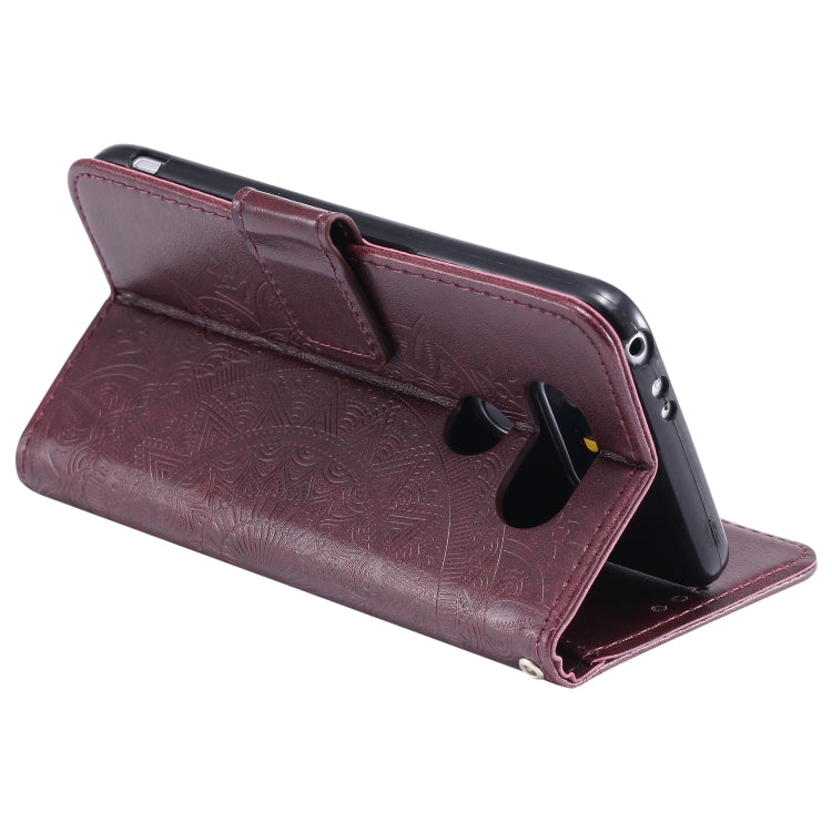 For LG K50 / Q60 Totem Flower Embossed Horizontal Flip TPU + PU Leather Case with Holder & Card Slots & Wallet