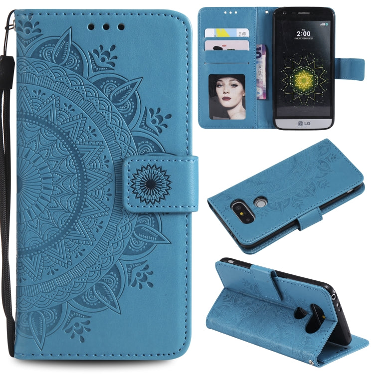 For LG K50 / Q60 Totem Flower Embossed Horizontal Flip TPU + PU Leather Case with Holder & Card Slots & Wallet