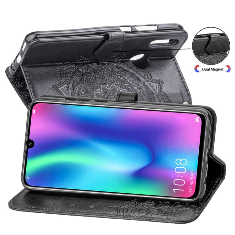 For Huawei Honor 10 Lite Halfway Mandala Embossing Pattern Horizontal Flip Leather Case with Holder & Card Slots & Wallet & Lanyard
