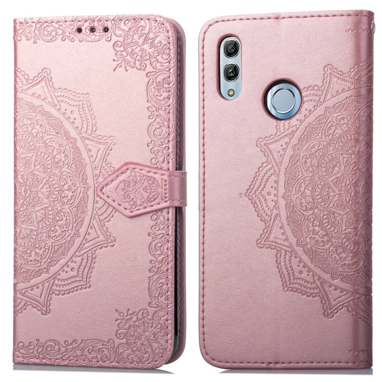 For Huawei Honor 10 Lite Halfway Mandala Embossing Pattern Horizontal Flip Leather Case with Holder & Card Slots & Wallet & Lanyard