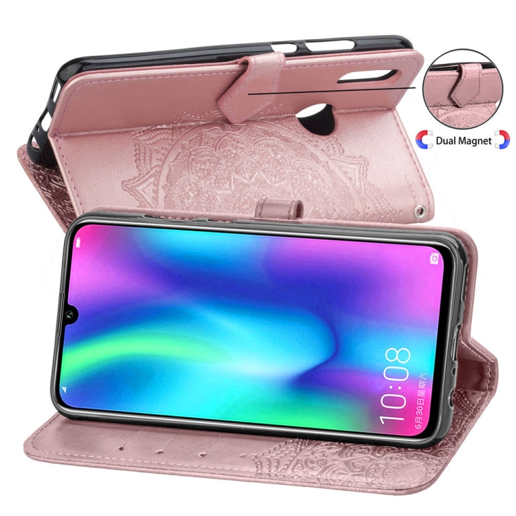 For Huawei Honor 10 Lite Halfway Mandala Embossing Pattern Horizontal Flip Leather Case with Holder & Card Slots & Wallet & Lanyard