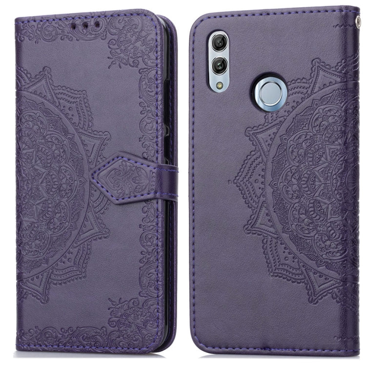 For Huawei Honor 10 Lite Halfway Mandala Embossing Pattern Horizontal Flip Leather Case with Holder & Card Slots & Wallet & Lanyard