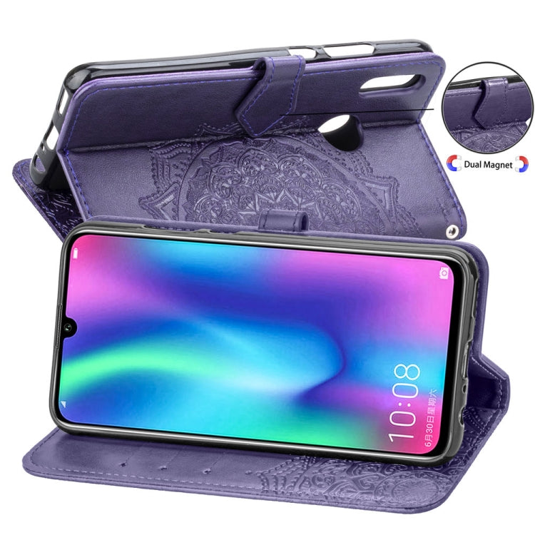 For Huawei Honor 10 Lite Halfway Mandala Embossing Pattern Horizontal Flip Leather Case with Holder & Card Slots & Wallet & Lanyard