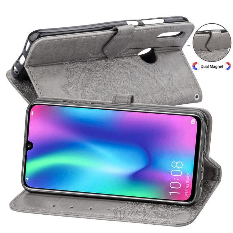 For Huawei Honor 10 Lite Halfway Mandala Embossing Pattern Horizontal Flip Leather Case with Holder & Card Slots & Wallet & Lanyard