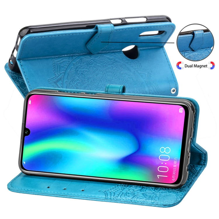 For Huawei Honor 10 Lite Halfway Mandala Embossing Pattern Horizontal Flip Leather Case with Holder & Card Slots & Wallet & Lanyard
