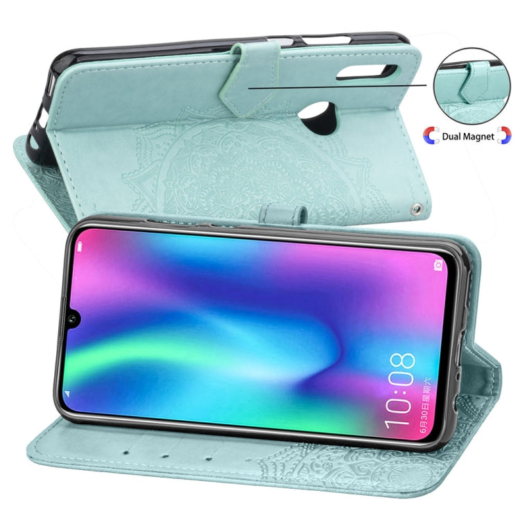 For Huawei Honor 10 Lite Halfway Mandala Embossing Pattern Horizontal Flip Leather Case with Holder & Card Slots & Wallet & Lanyard