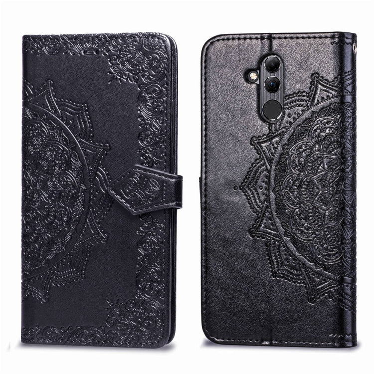 For Huawei Mate 20 Lite Halfway Mandala Embossing Pattern Horizontal Flip Leather Case with Holder & Card Slots & Wallet & Lanyard