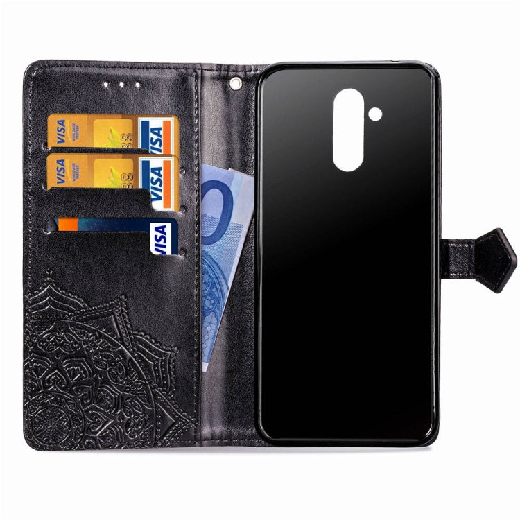 For Huawei Mate 20 Lite Halfway Mandala Embossing Pattern Horizontal Flip Leather Case with Holder & Card Slots & Wallet & Lanyard