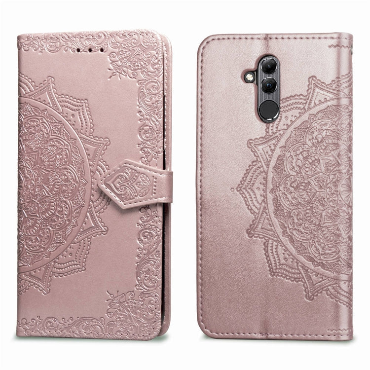 For Huawei Mate 20 Lite Halfway Mandala Embossing Pattern Horizontal Flip Leather Case with Holder & Card Slots & Wallet & Lanyard