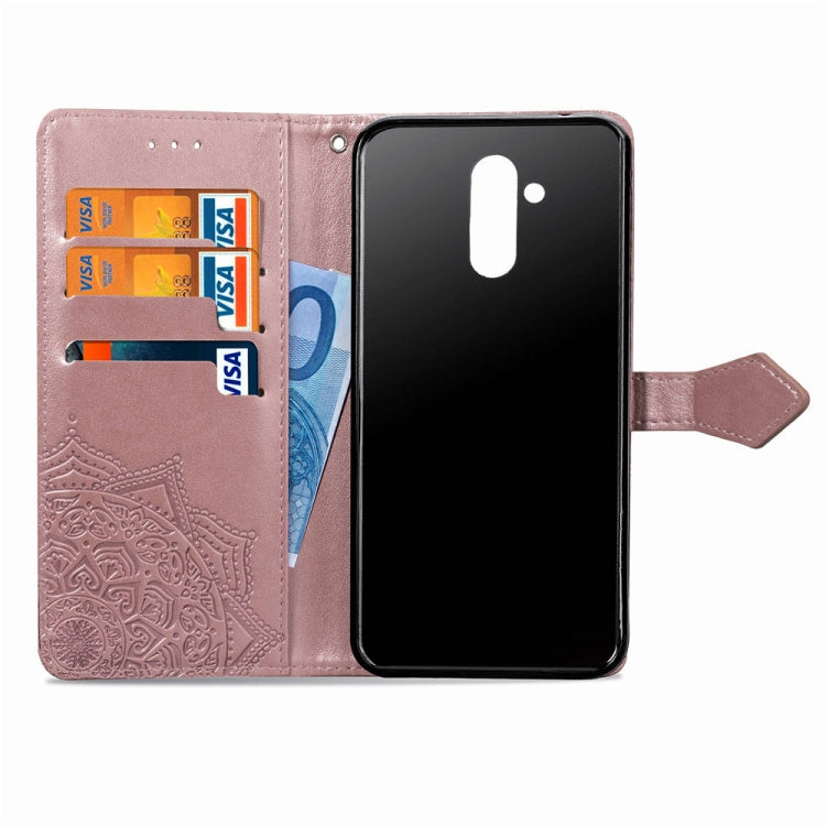 For Huawei Mate 20 Lite Halfway Mandala Embossing Pattern Horizontal Flip Leather Case with Holder & Card Slots & Wallet & Lanyard