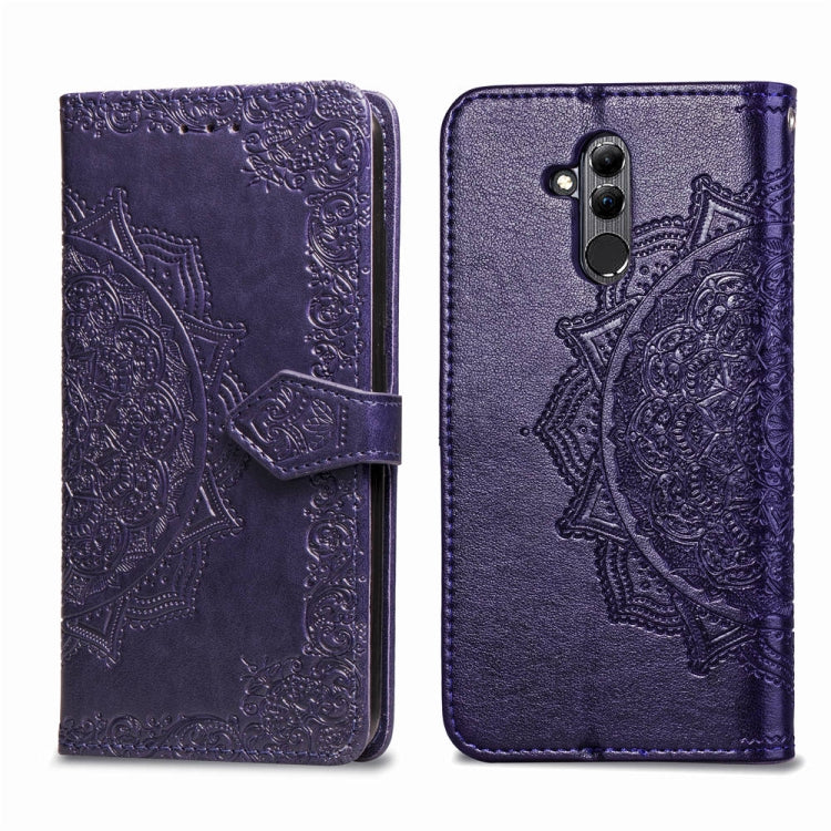 For Huawei Mate 20 Lite Halfway Mandala Embossing Pattern Horizontal Flip Leather Case with Holder & Card Slots & Wallet & Lanyard