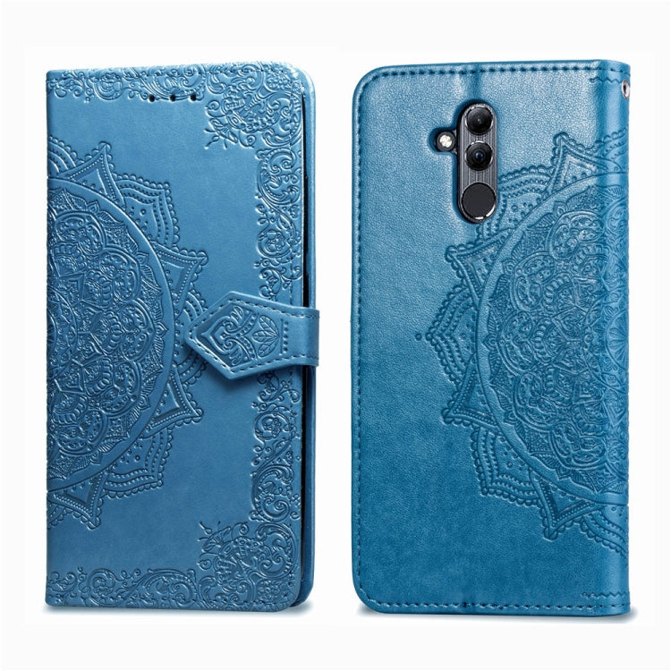 For Huawei Mate 20 Lite Halfway Mandala Embossing Pattern Horizontal Flip Leather Case with Holder & Card Slots & Wallet & Lanyard