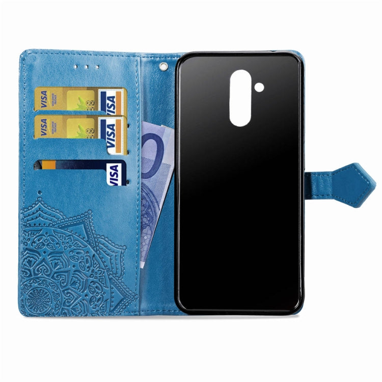 For Huawei Mate 20 Lite Halfway Mandala Embossing Pattern Horizontal Flip Leather Case with Holder & Card Slots & Wallet & Lanyard
