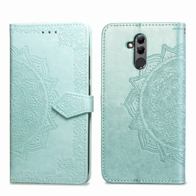 For Huawei Mate 20 Lite Halfway Mandala Embossing Pattern Horizontal Flip Leather Case with Holder & Card Slots & Wallet & Lanyard