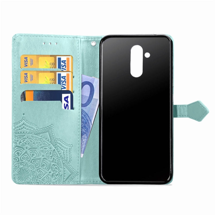 For Huawei Mate 20 Lite Halfway Mandala Embossing Pattern Horizontal Flip Leather Case with Holder & Card Slots & Wallet & Lanyard