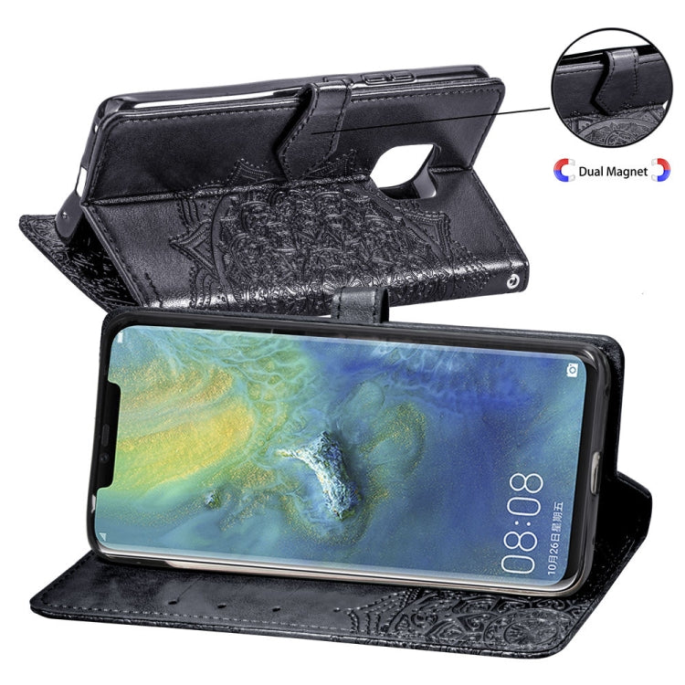 For Huawei Mate 20 Pro Halfway Mandala Embossing Pattern Horizontal Flip Leather Case with Holder & Card Slots & Wallet & Lanyard