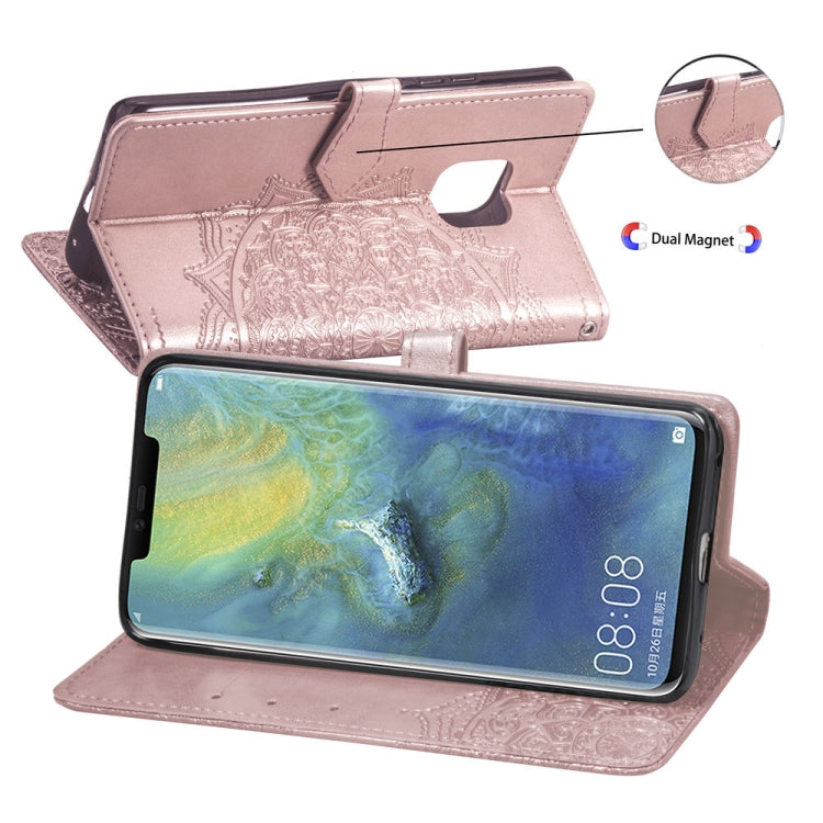 For Huawei Mate 20 Pro Halfway Mandala Embossing Pattern Horizontal Flip Leather Case with Holder & Card Slots & Wallet & Lanyard