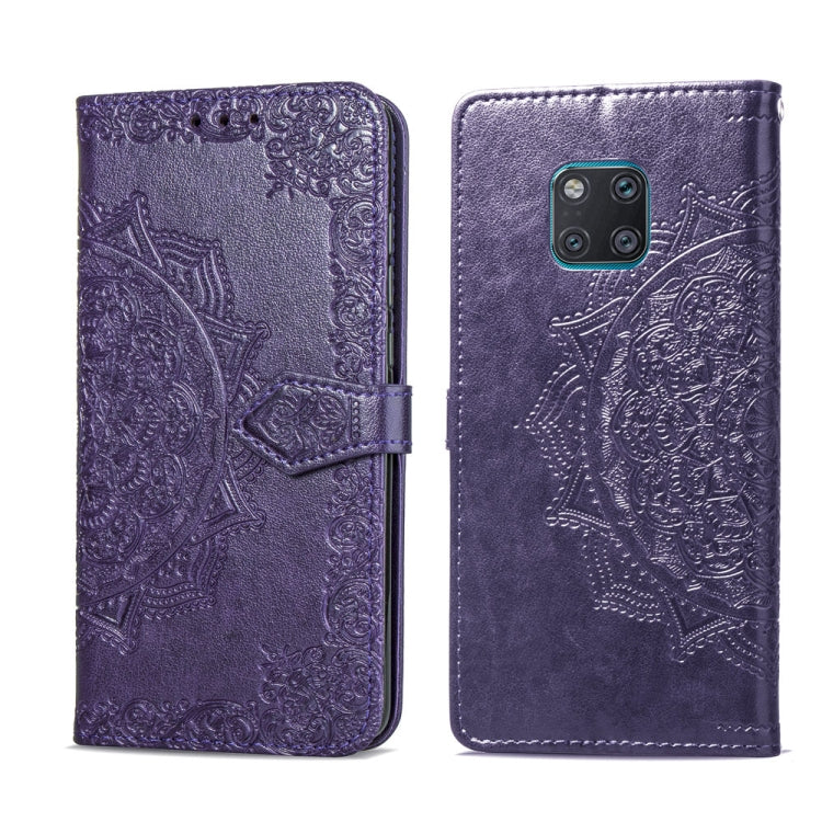 For Huawei Mate 20 Pro Halfway Mandala Embossing Pattern Horizontal Flip Leather Case with Holder & Card Slots & Wallet & Lanyard