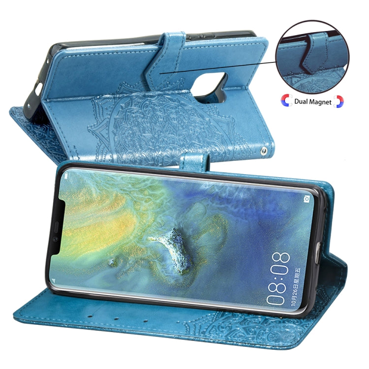 For Huawei Mate 20 Pro Halfway Mandala Embossing Pattern Horizontal Flip Leather Case with Holder & Card Slots & Wallet & Lanyard