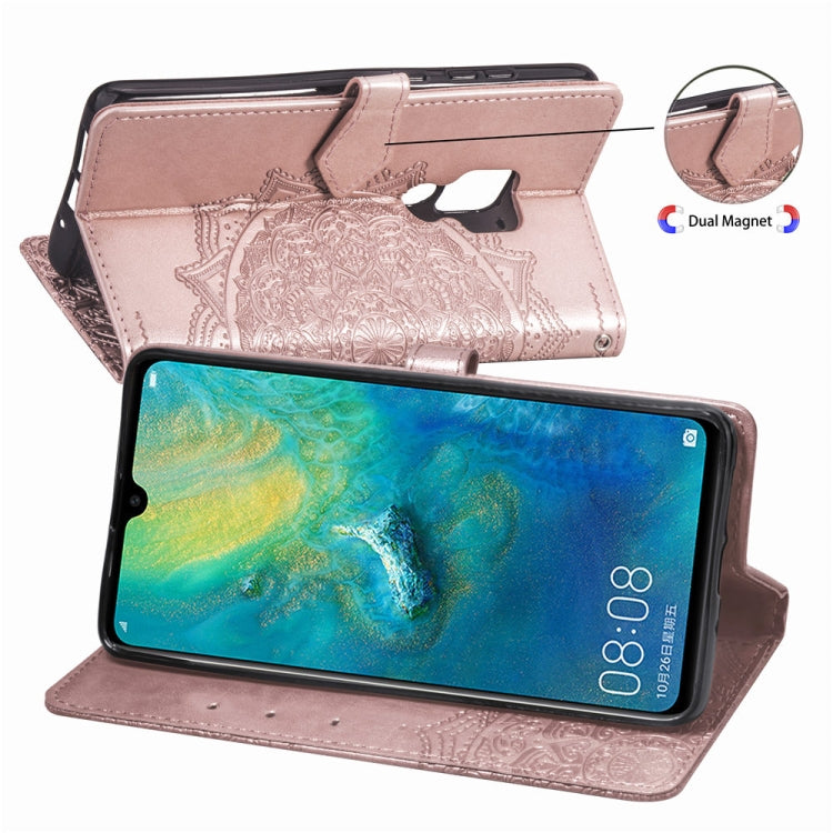 For Huawei Mate 20 Halfway Mandala Embossing Pattern Horizontal Flip Leather Case with Holder & Card Slots & Wallet & Lanyard