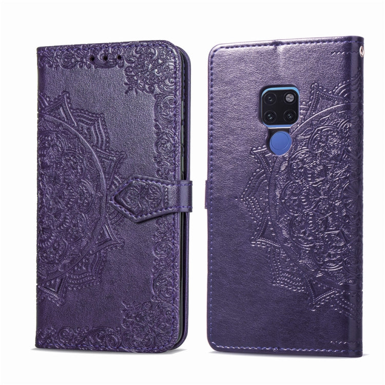 For Huawei Mate 20 Halfway Mandala Embossing Pattern Horizontal Flip Leather Case with Holder & Card Slots & Wallet & Lanyard