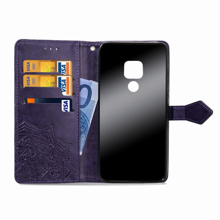 For Huawei Mate 20 Halfway Mandala Embossing Pattern Horizontal Flip Leather Case with Holder & Card Slots & Wallet & Lanyard