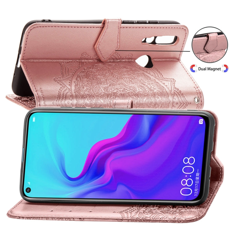 For Huawei nova 4 Halfway Mandala Embossing Pattern Horizontal Flip Leather Case with Holder & Card Slots & Wallet & Lanyard