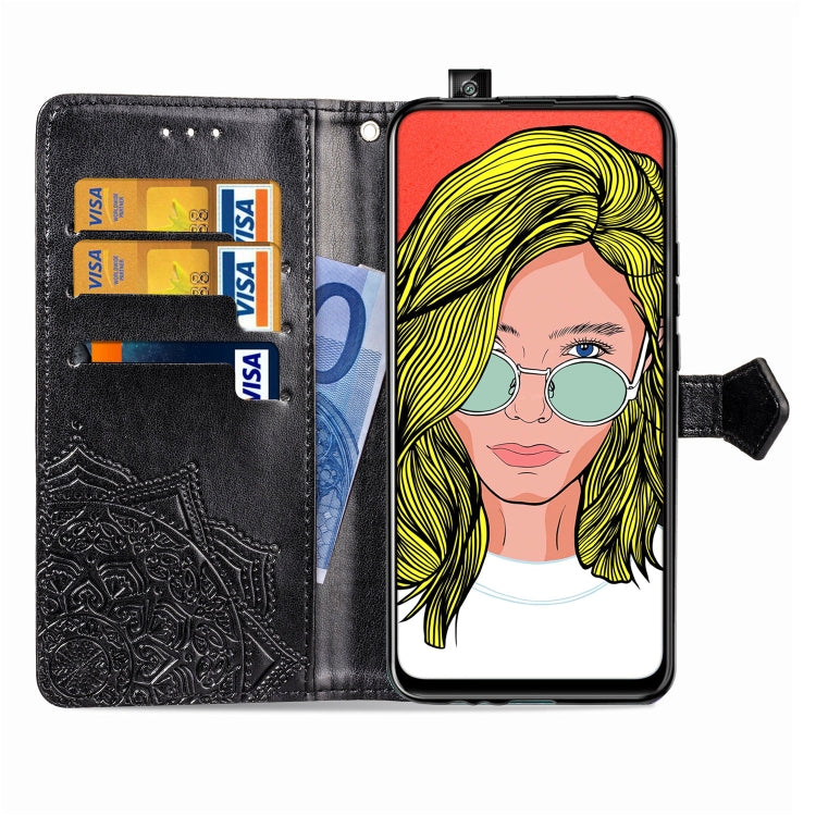 For Huawei P Smart Z Halfway Mandala Embossing Pattern Horizontal Flip Leather Case with Holder & Card Slots & Wallet & Lanyard