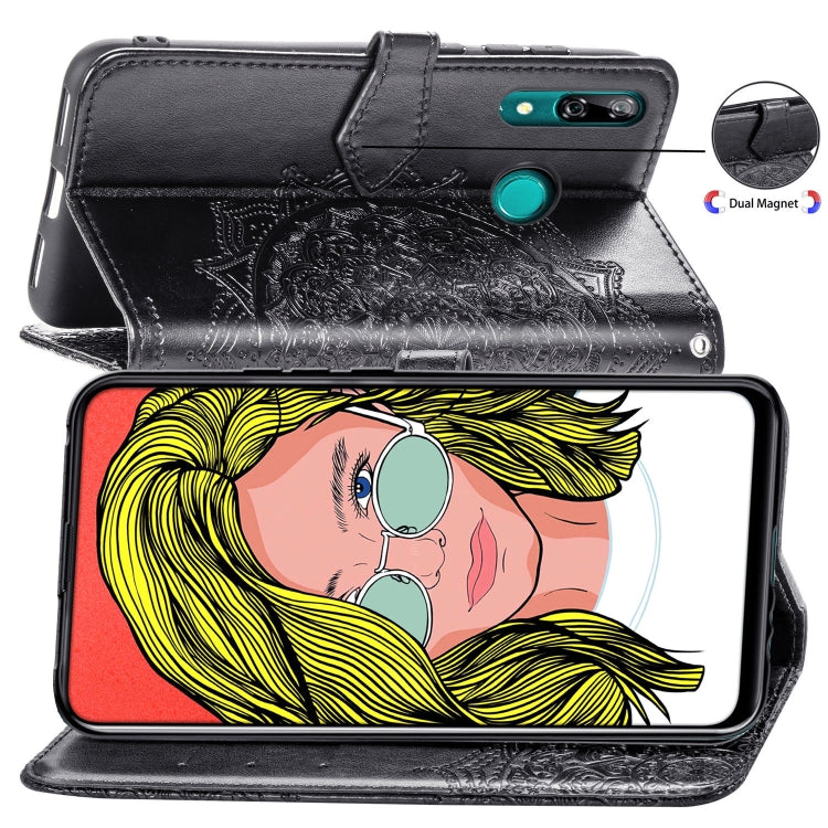 For Huawei P Smart Z Halfway Mandala Embossing Pattern Horizontal Flip Leather Case with Holder & Card Slots & Wallet & Lanyard