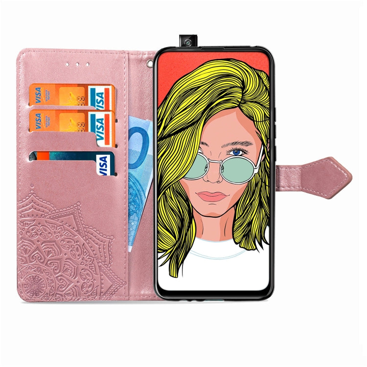 For Huawei P Smart Z Halfway Mandala Embossing Pattern Horizontal Flip Leather Case with Holder & Card Slots & Wallet & Lanyard